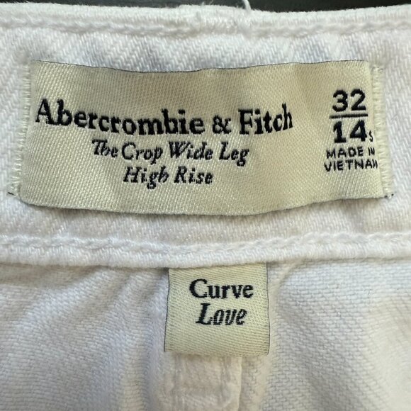 Abercrombie & Fitch Curve Love High Rise Cropped Wide Leg Jeans Womens 14S White - Picture 13 of 15